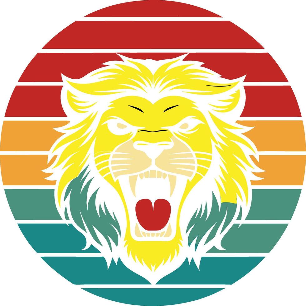 lion head illustration for T-shirt design vector