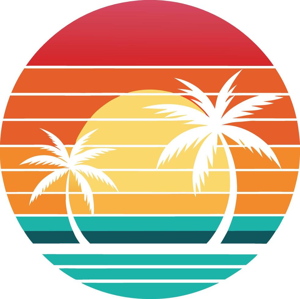 Art Illustration of Tropical Island with Palm Landscape vector