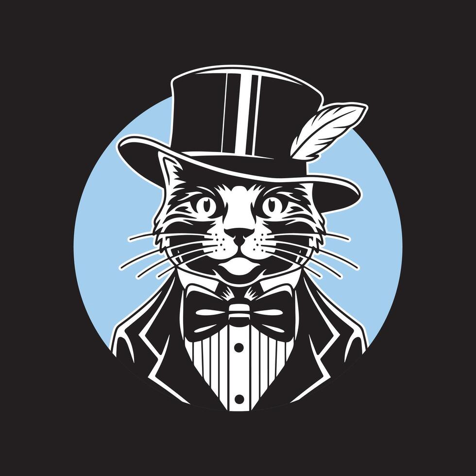Cute gentleman cat mascot vector