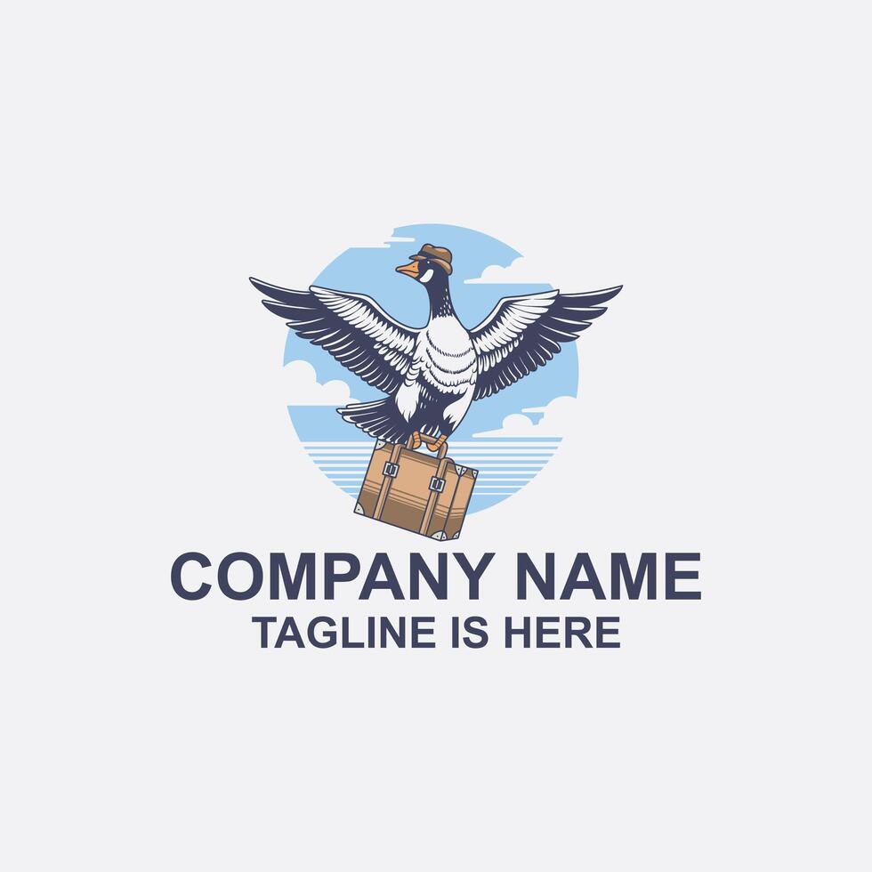 Goose traveling logo premium vector