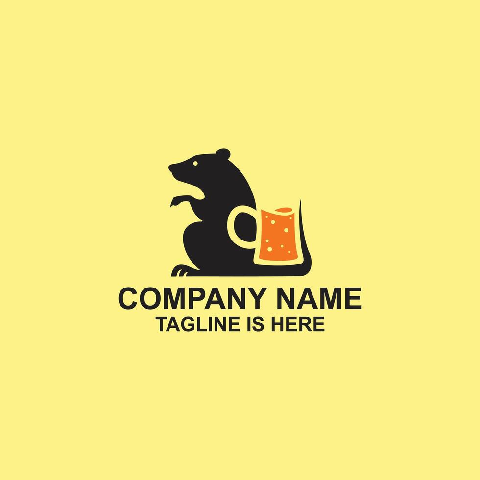 Negative space rat beer logo vector