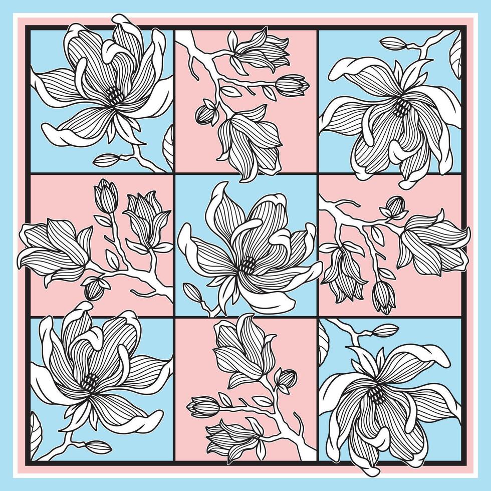 Abstract scarf flower pattern design for hijab premium vector