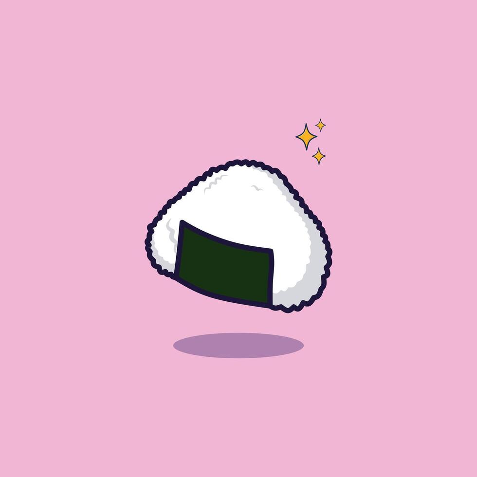 Illustration of Onogiri. Japanese rice ball with black sesame. Japanese food. vector