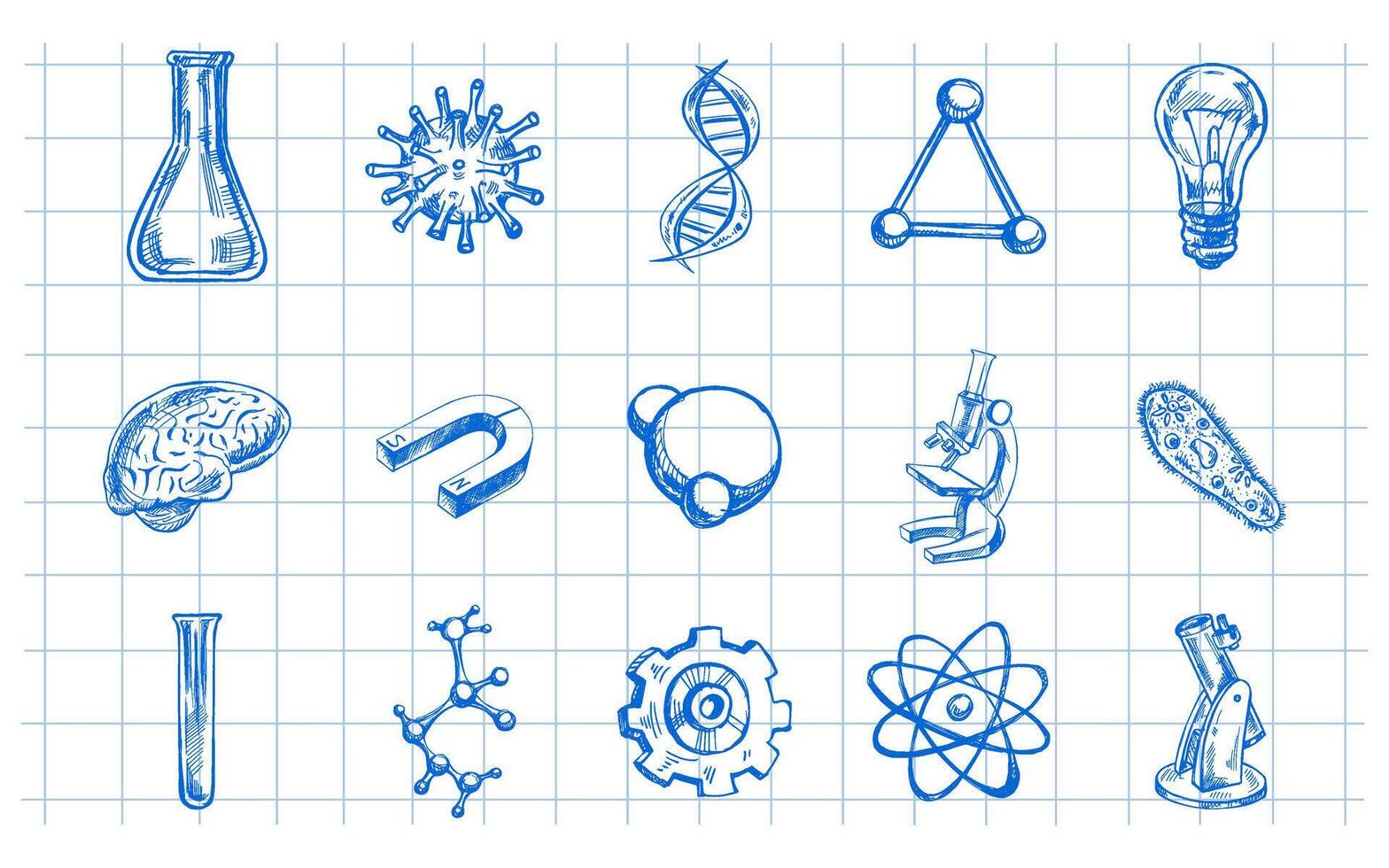 Back to School, hand drawn school and scientific sketch set. Doodle science collection. Education Concept. Vintage sketch element. Back to School. vector