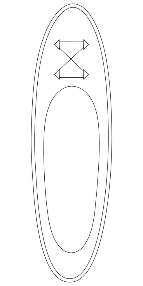 Outline of a surfboard coloring page for summer fun. Perfect for kids and adults to enjoy a beach-themed creative activity. vector