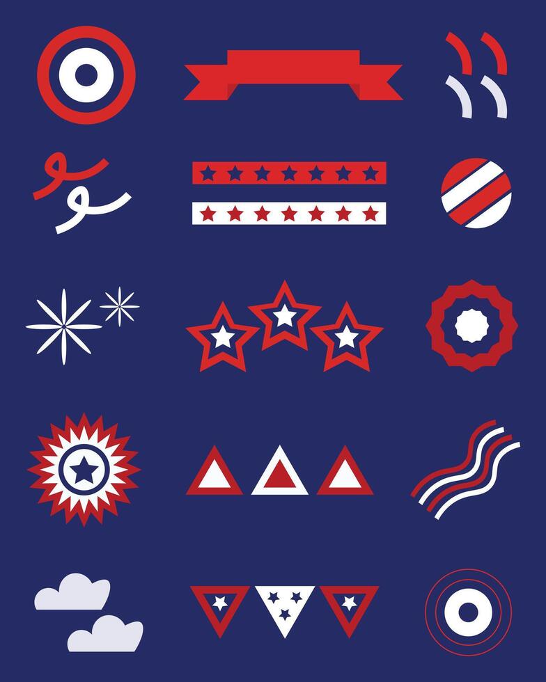 USA independence day element bundle vector