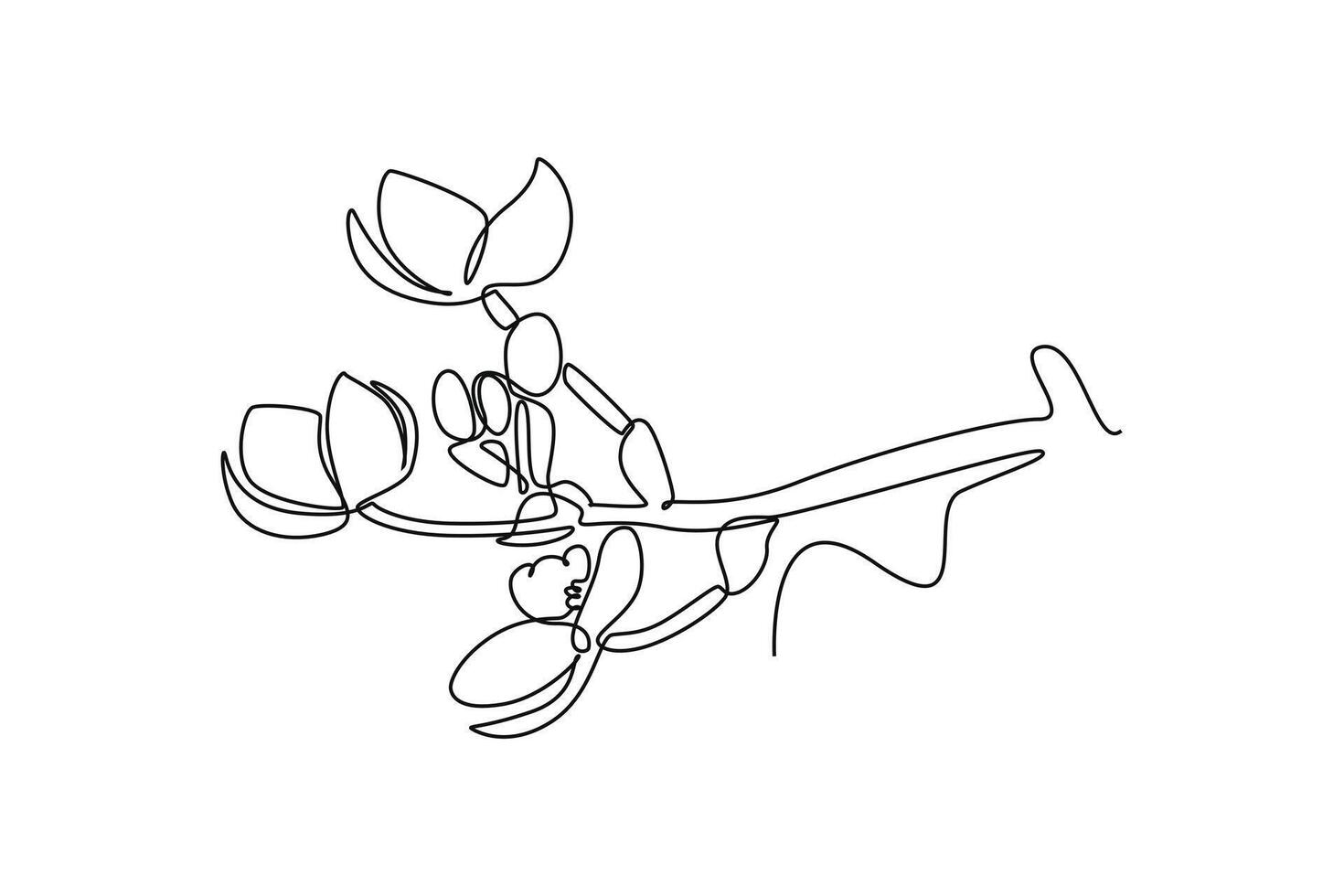 Beautiful flower concept. Single line draw design graphic illustration. vector