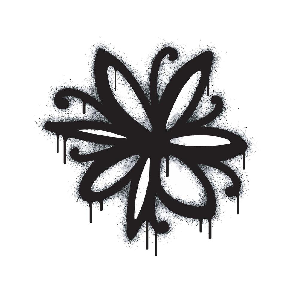 Spray Sprayed Graffiti flower icon isolated on white background. graffiti flower icon with spray on black vector
