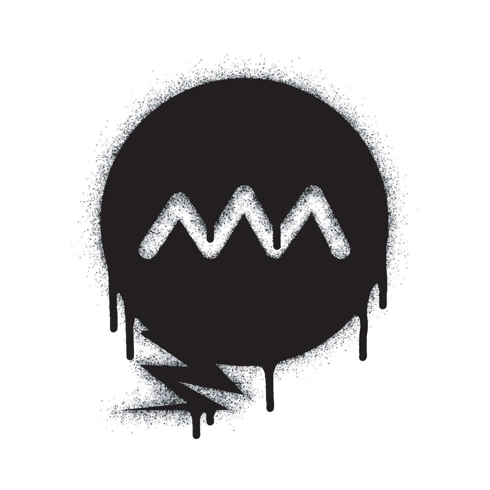 Spray painted graffiti Speech bubble in black over white. bubble drip symbol. isolated on white background. vector