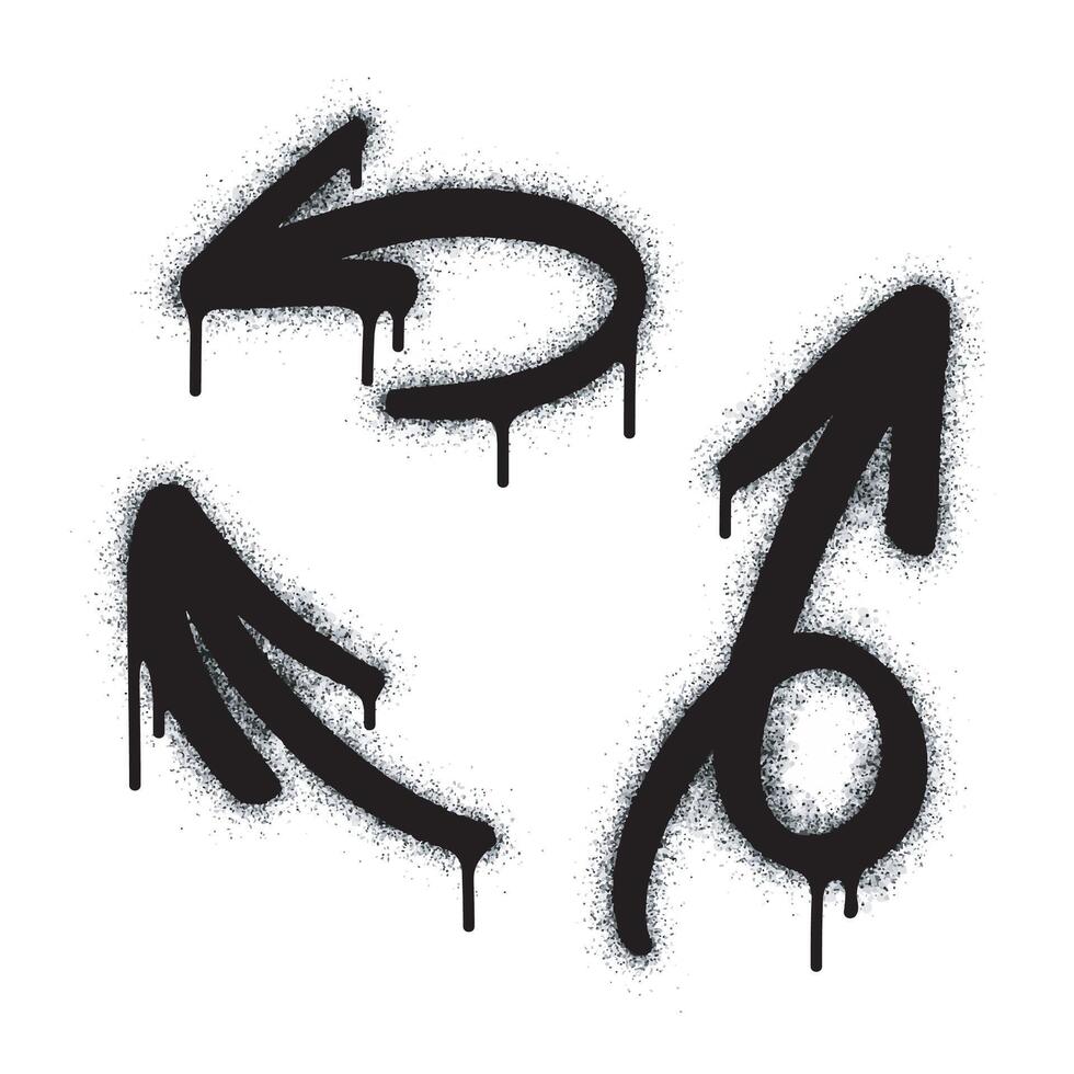 Spray Paint Graffiti arrow, sprayed icon arrow isolated on white background. Arrow symbol graffiti sprayed in black on white. vector