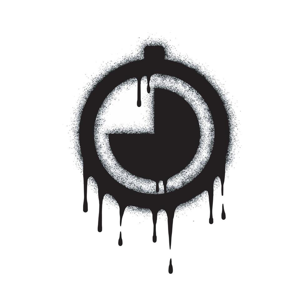 Graffiti clock sign spray painted black on white. Time symbol. isolated on white background. vector