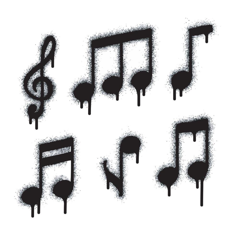Spray Painted Graffiti Tone icon Word Sprayed isolated with a white background. graffiti Note music icon with over spray in black over white. vector