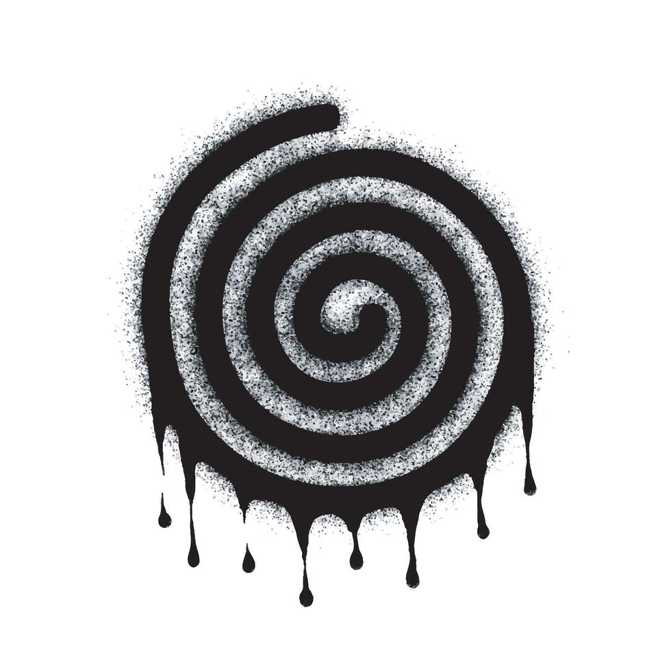 Spray painted spiral. Abstract graffiti shape.Grunge style shape. Graffiti style splash and splatter. vector