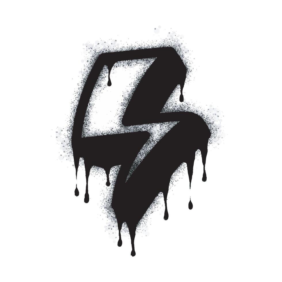 Spray Painted Graffiti electric lightning bolt symbol Sprayed isolated with a white background. graffiti electric lightning bolt icon with over spray in black over white. vector