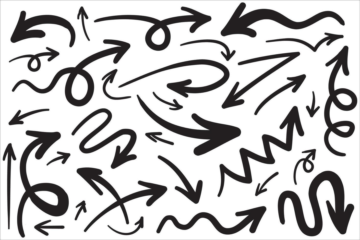 set of hand drawn arrows . doodle design elements. Illustration on white background.for business infographic, banner, web and concept design. vector