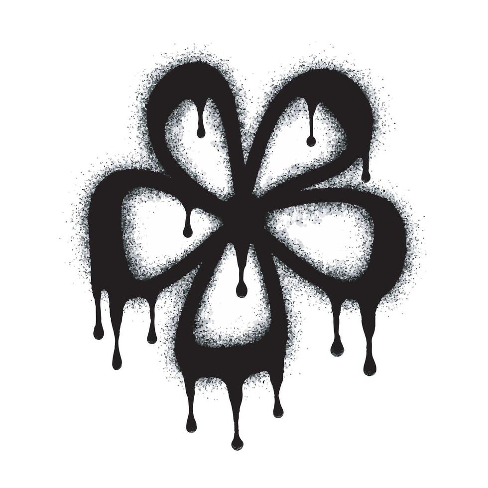 Spray Sprayed Graffiti flower icon isolated on white background. graffiti flower icon with spray on black vector