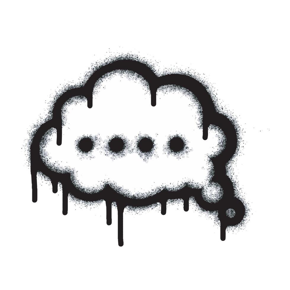 Spray cloud graffiti Speech bubble in black on white. cloud bubble symbol. isolated on white background. vector