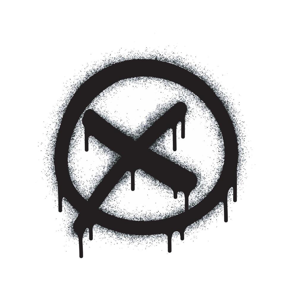 Spray Painted Graffiti x Sprayed isolated with a white background. graffiti font x with over spray in black over white. vector