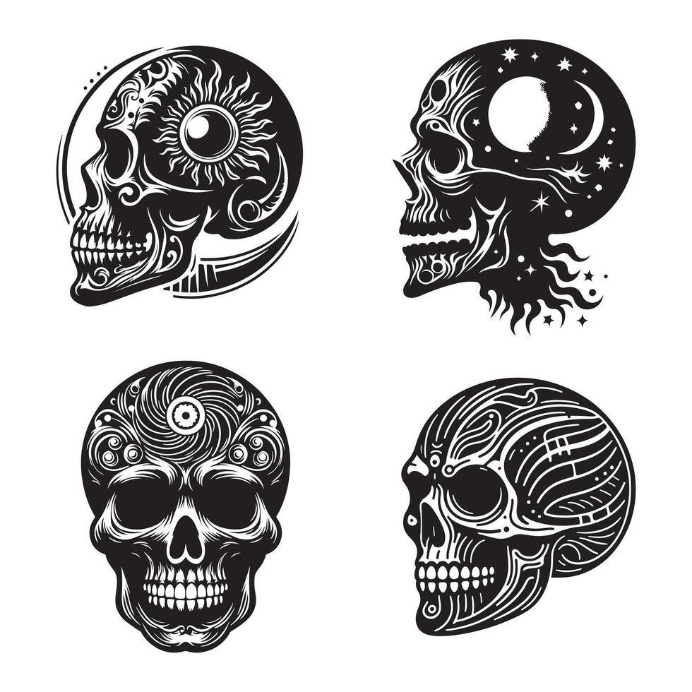 Skull Illustration, For T-Shirt Design, Tshirt, Human skull illustration vector