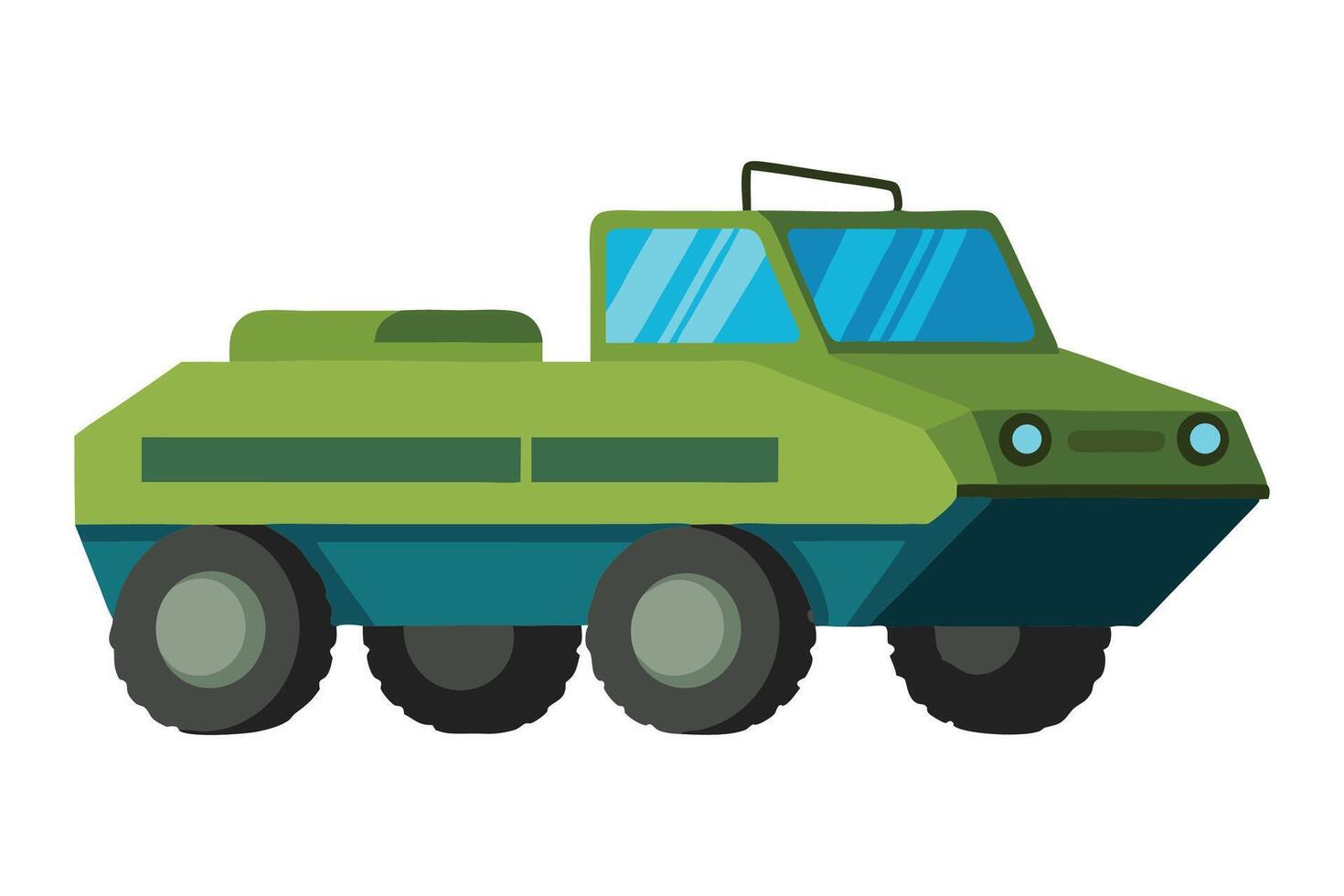 Amphibious vehicle Road transport isolated flat illustration. vector