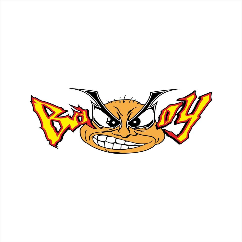 a cartoon face with a red and orange face and a yellow tongue vector