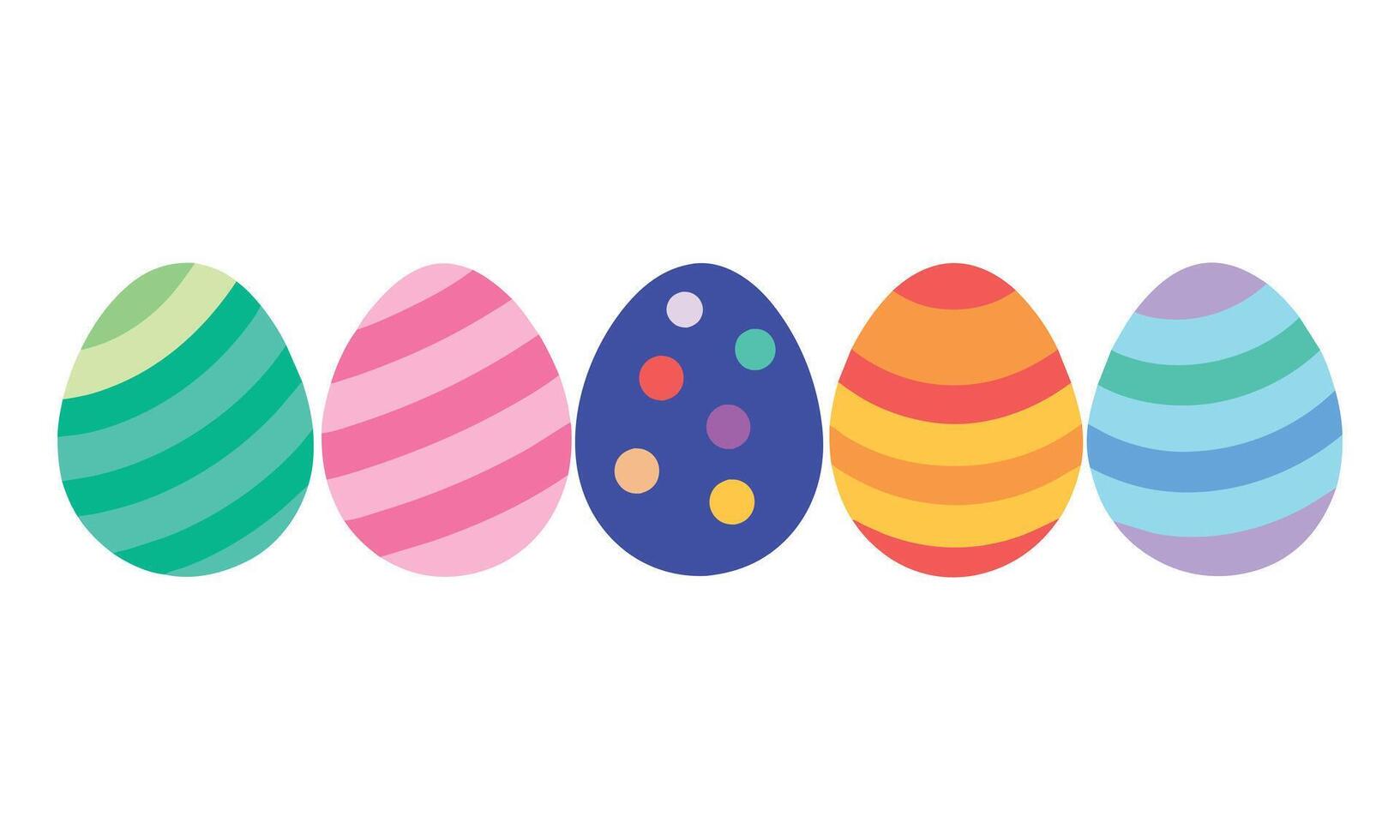 Multi colored easter eggs flat illustration on white background vector