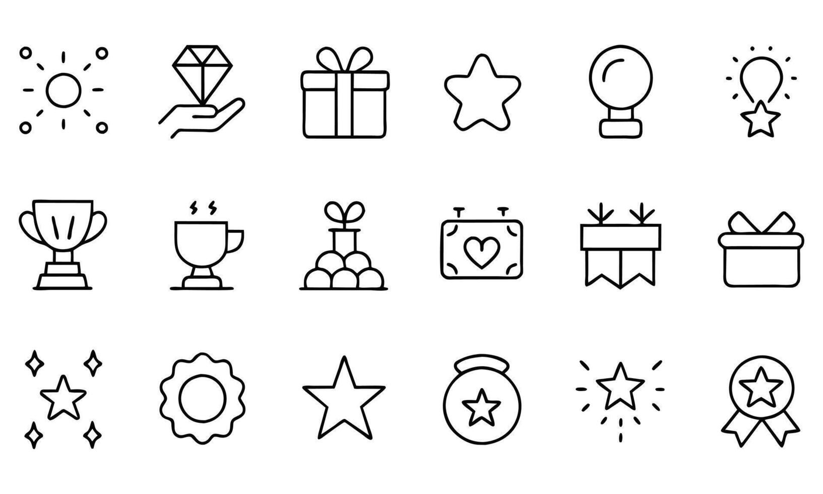 Exclusive benefit prize editable stroke outline icons set isolated on white background flat illustration. Pixel perfect. vector