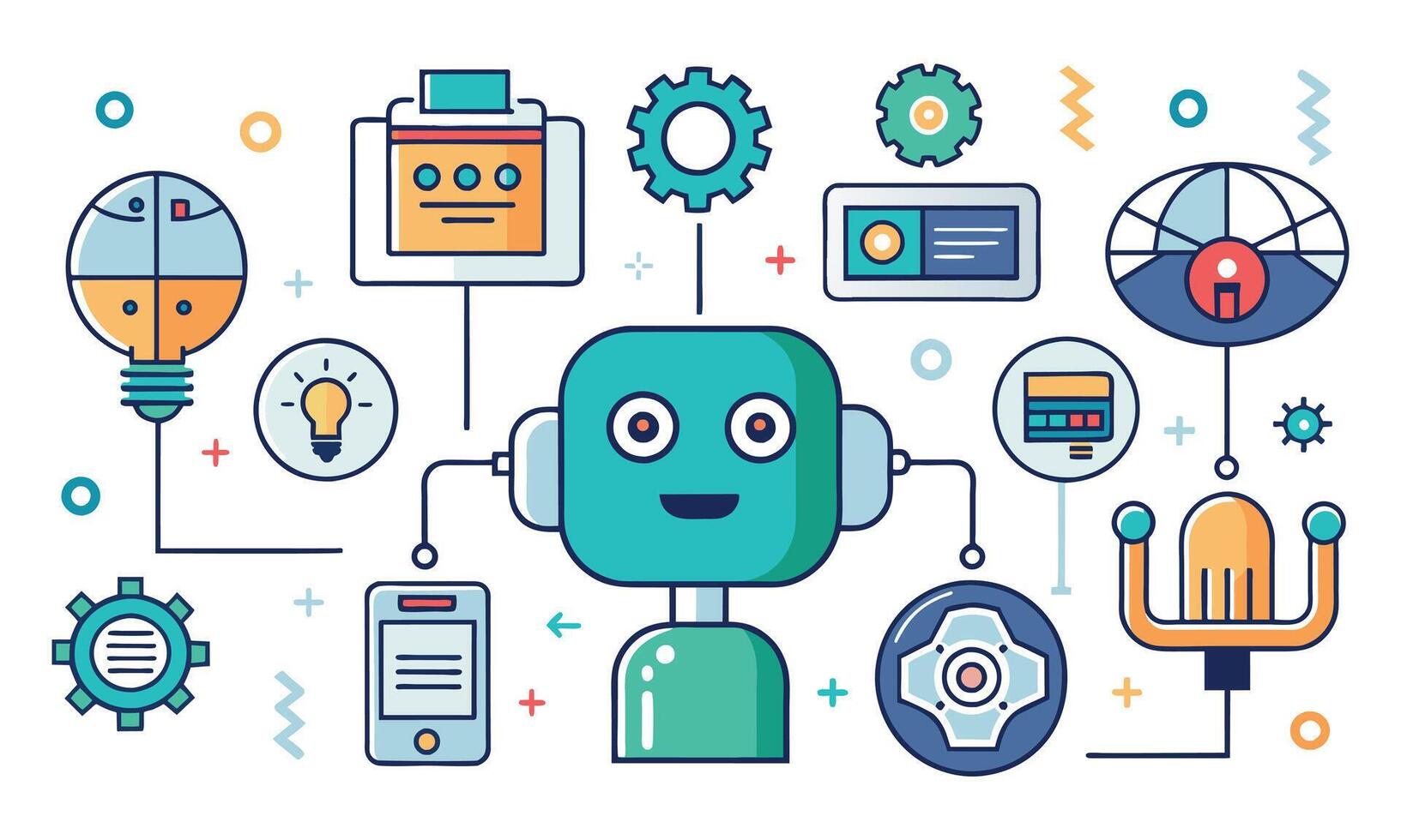 Artificial intelligence icon set flat illustration on white background vector