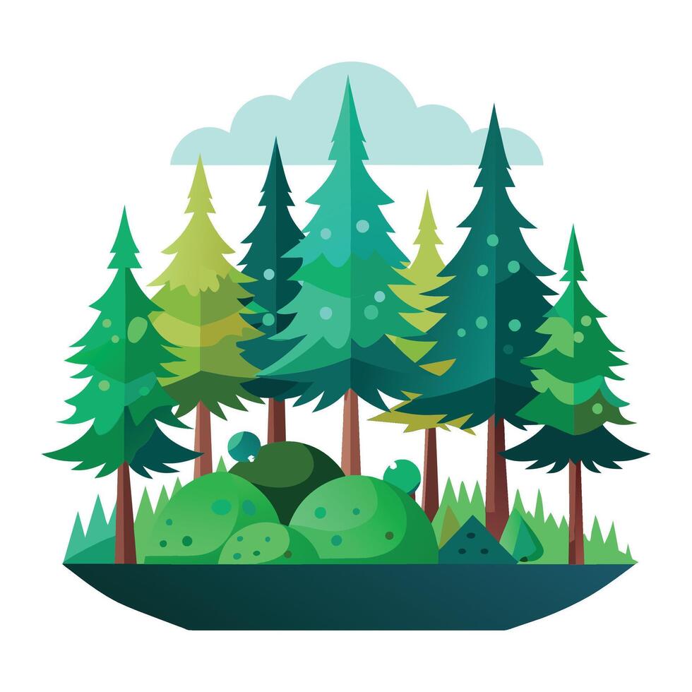 Forest minimal flat illustration on white background vector