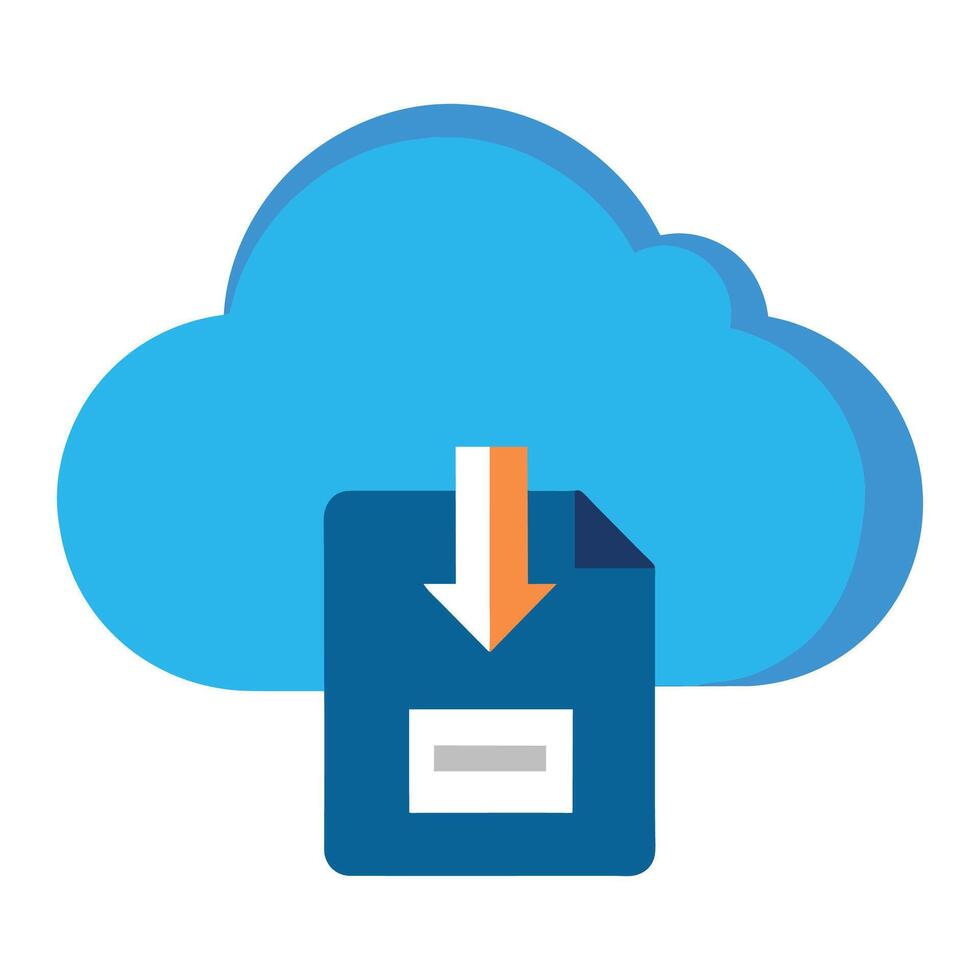 Save file cloud computing icon flat illustration on white background. vector
