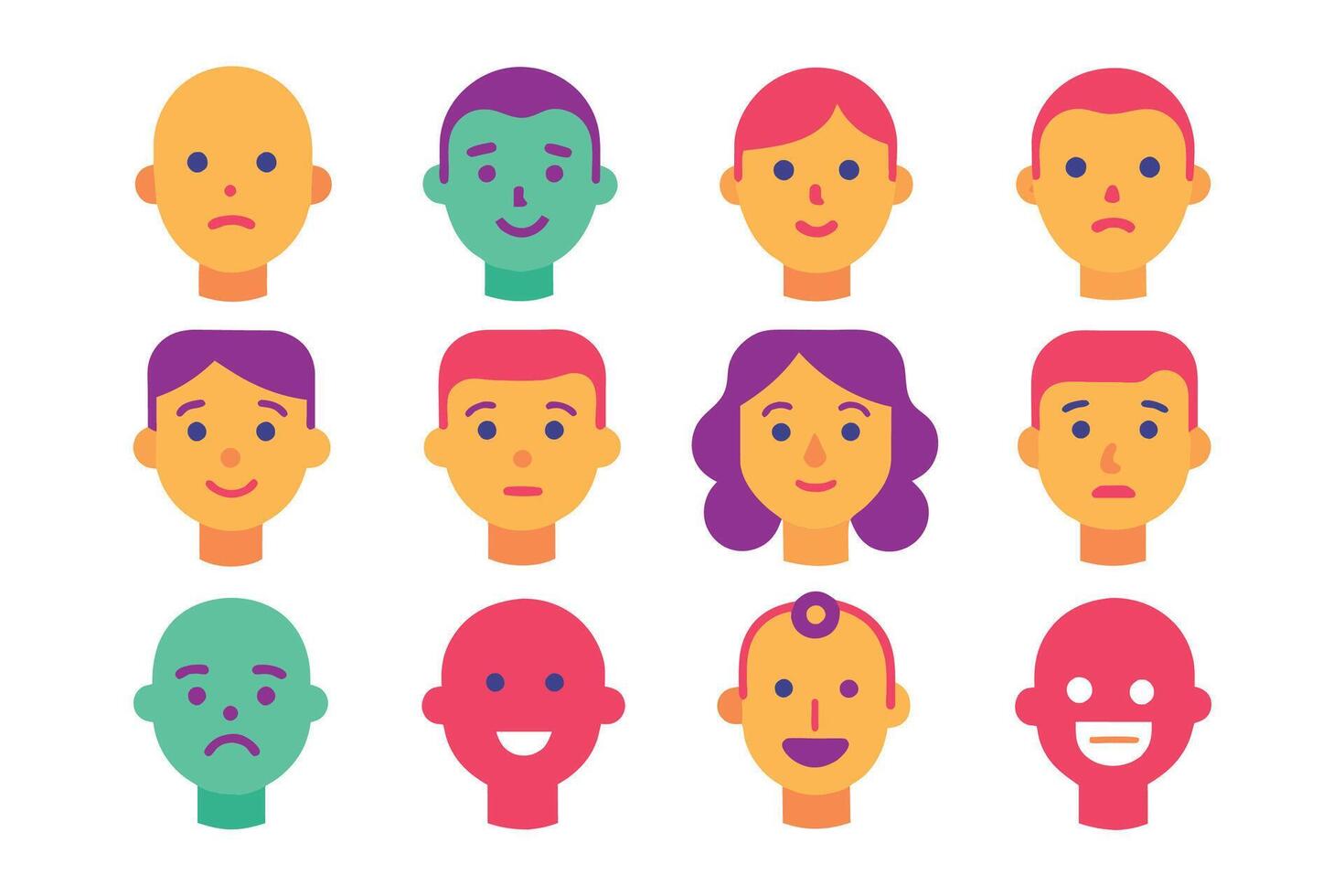 Human head and feelings related icon set illustration on white background vector