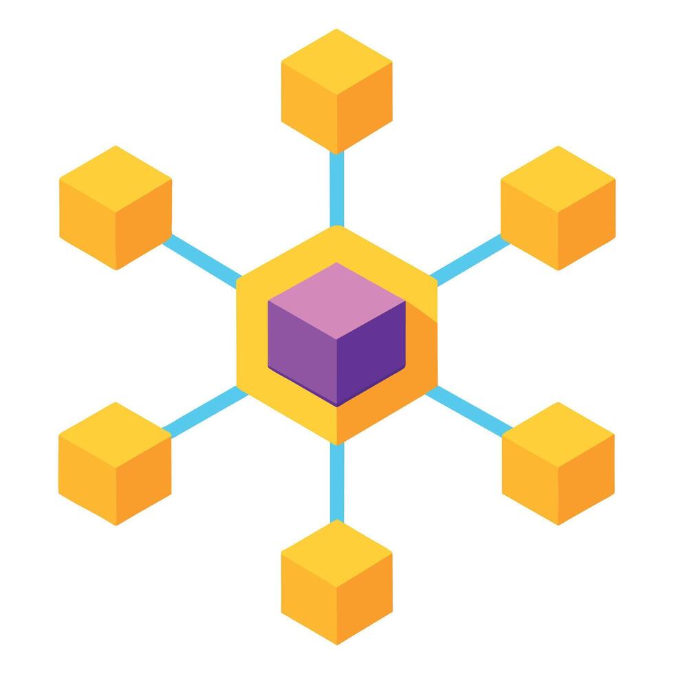 Blockchain icon flat illustration on white background. vector