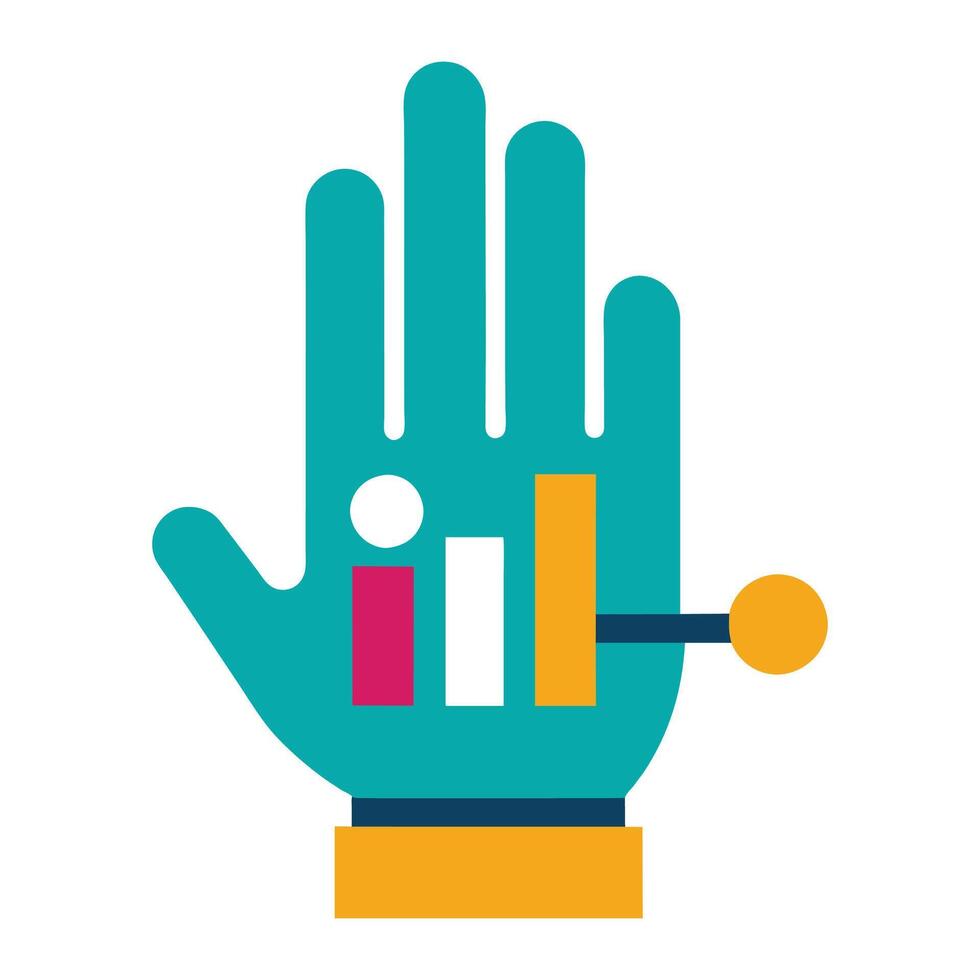 Hand on analytics illustration on white background. vector