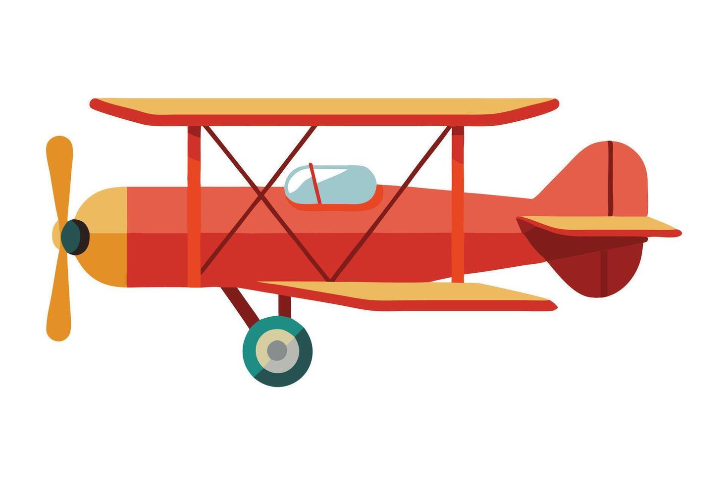 Biplane Air transport isolated flat illustration vector
