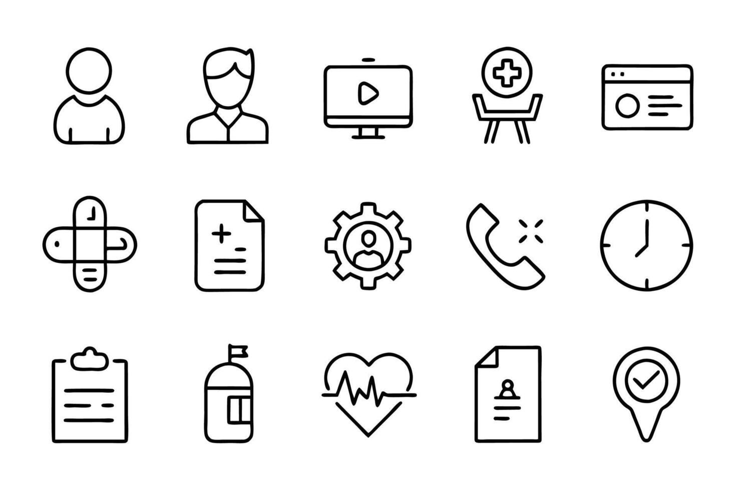 Online appointment editable stroke outline icon set illustration on white background vector