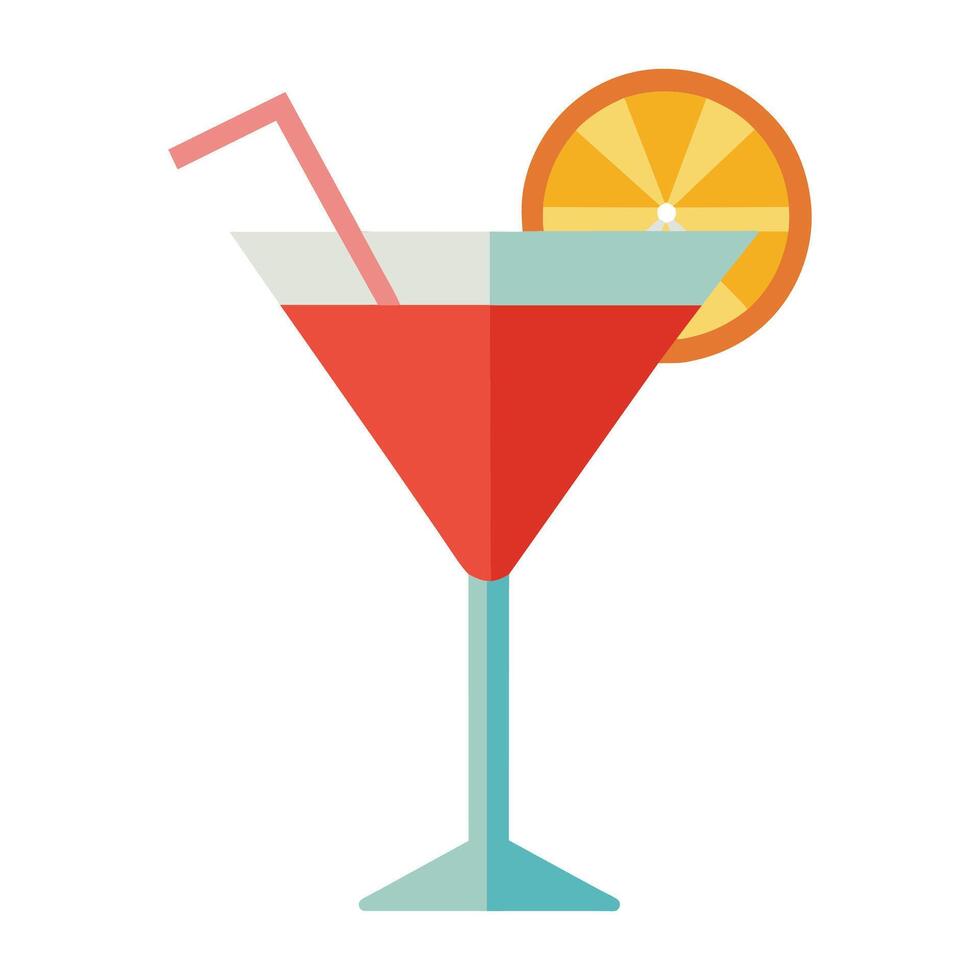 Cocktail flat illustration on white background. vector