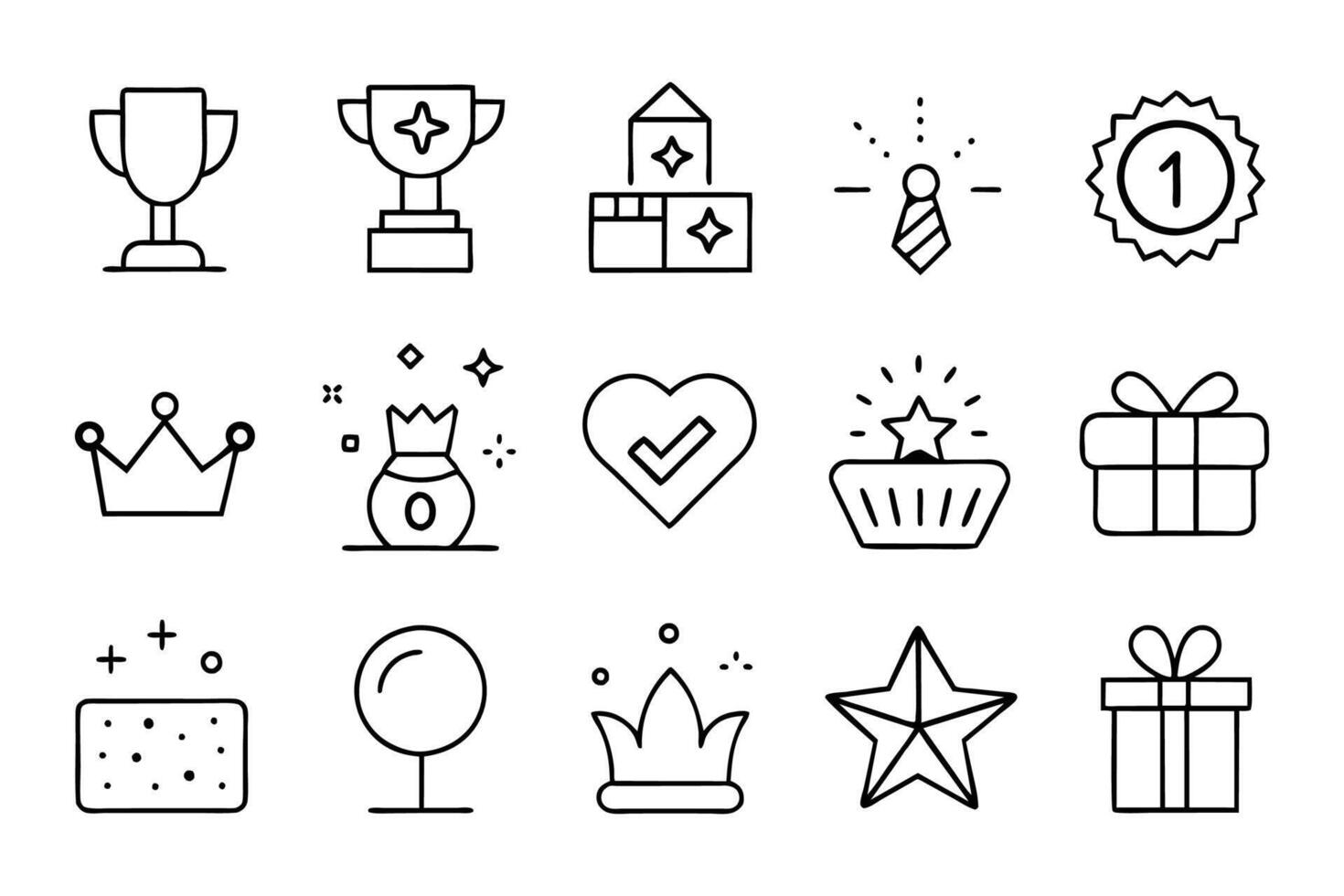 Bonus and reward editable stroke outline icon set illustration on white background vector