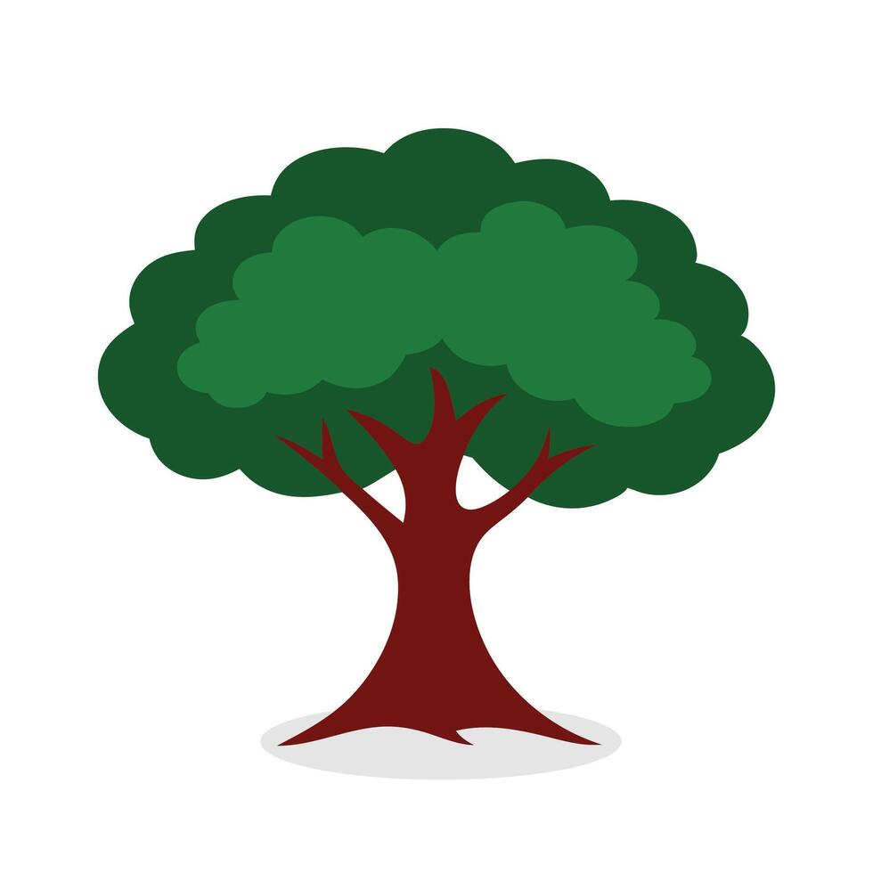 Hawthorn, Crataegus tree Nature flat illustration on white background vector