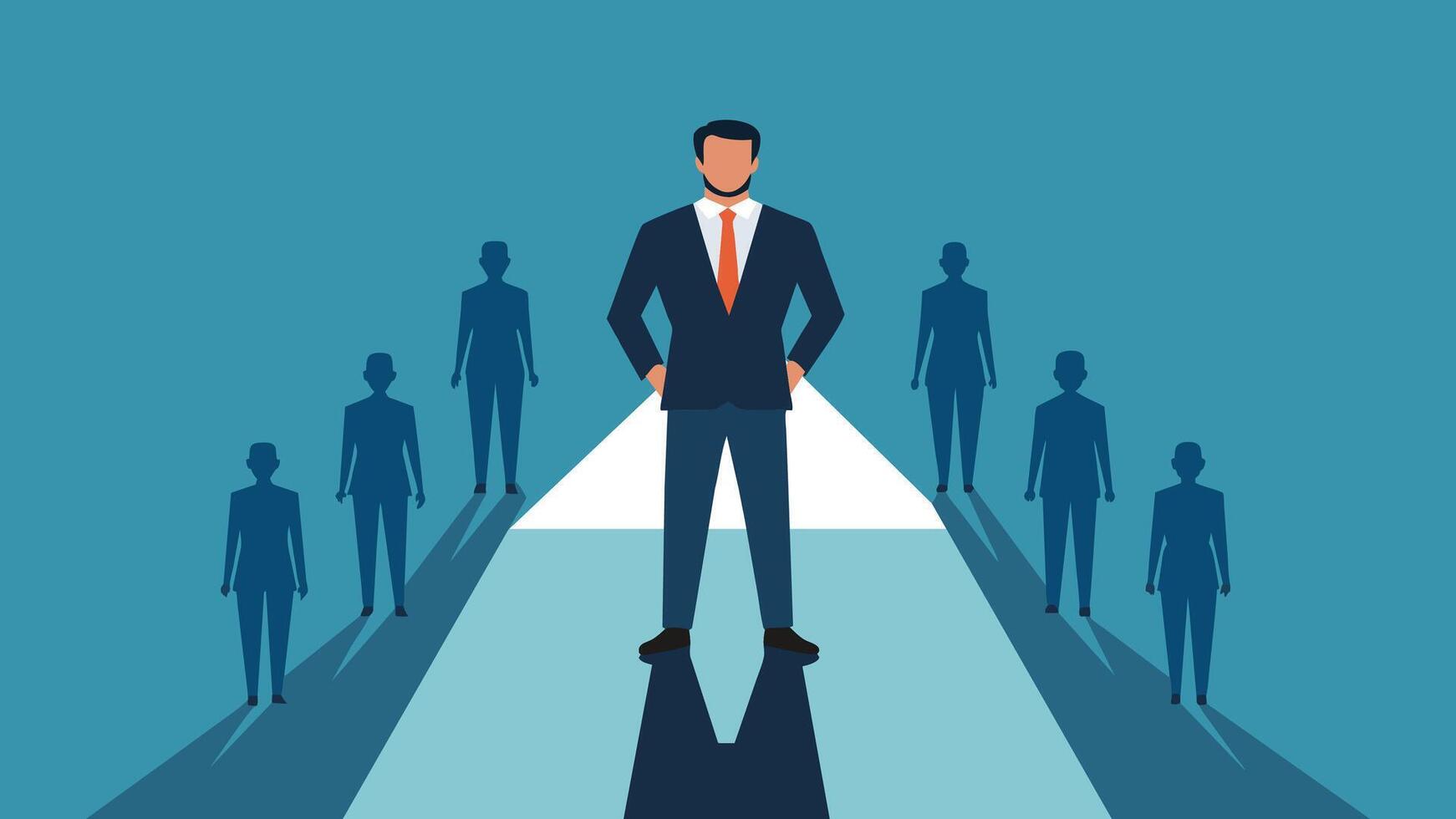 Business man Leader with his team business Flat illustration vector