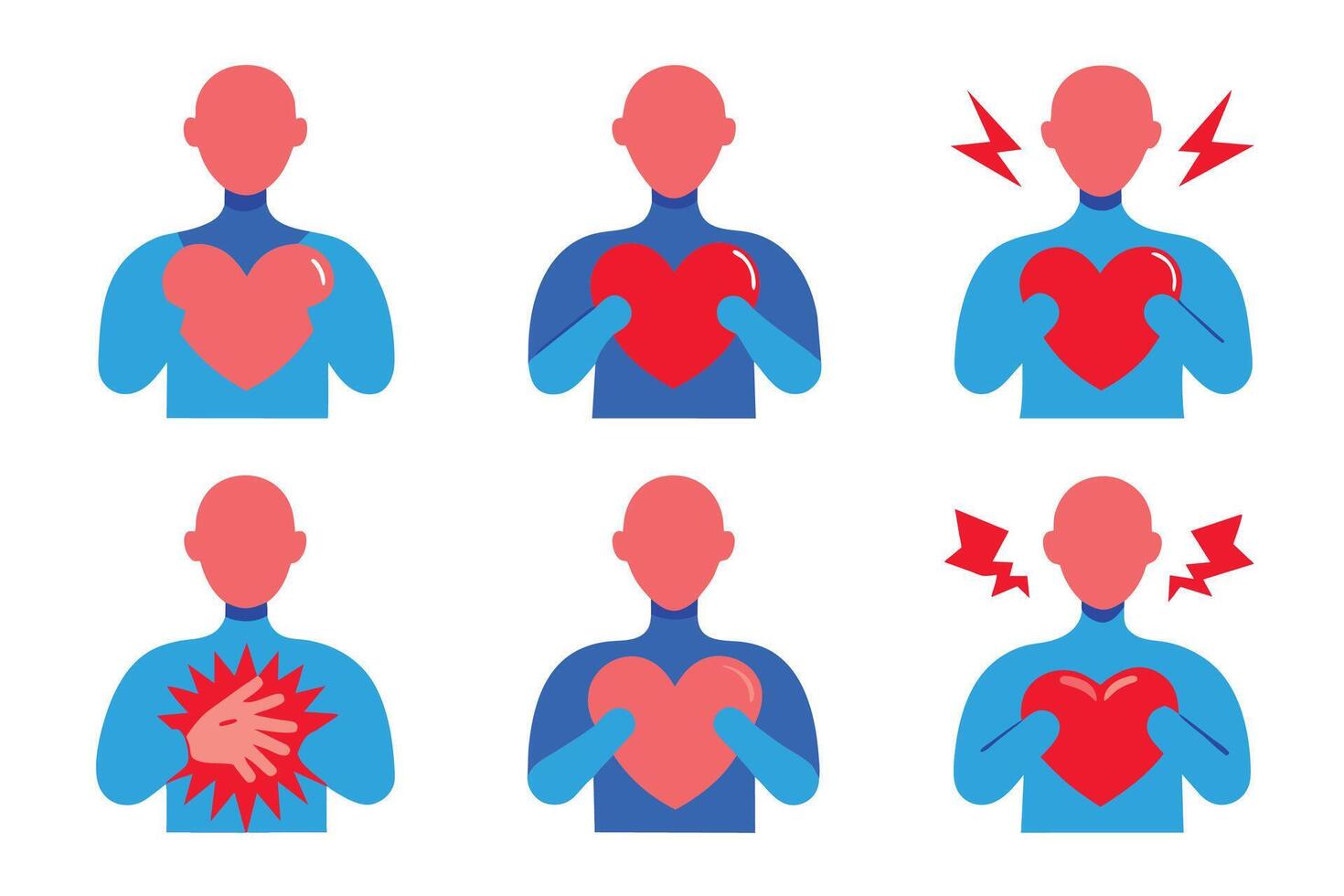 Chest pain and heart attack illustration on white background. vector