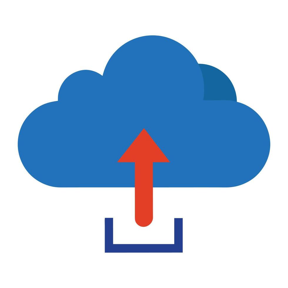 Cloud with upload cloud computing icon flat illustration on white background vector