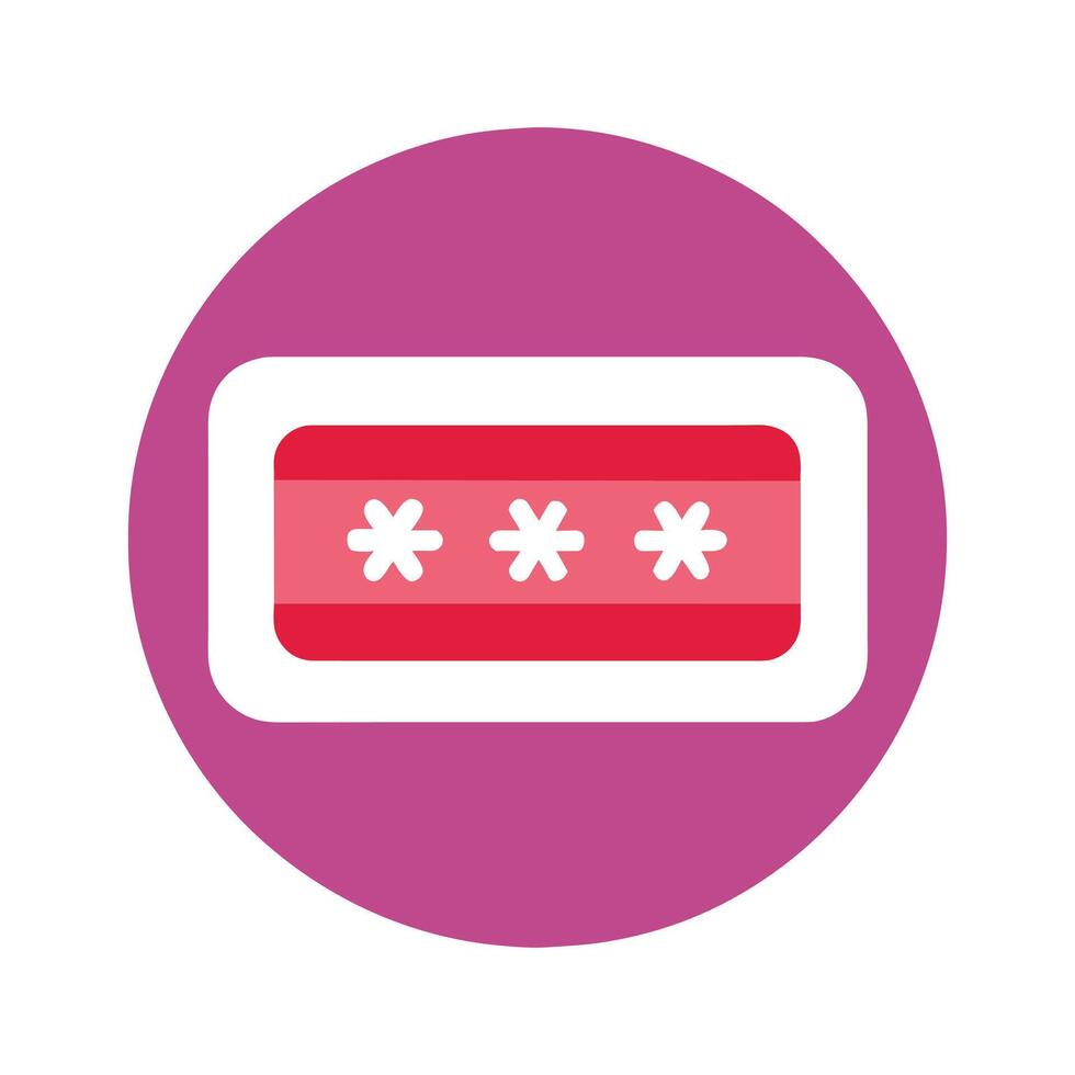 Password in circle icon flat illustration on white background. vector