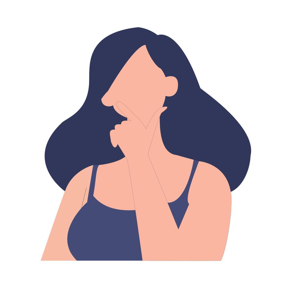Woman thinking, flat style minimalistic illustration on a white background. vector