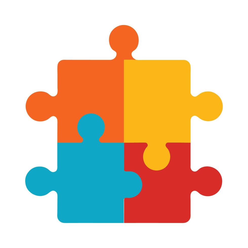 Jigsaw flat illustration on white background. vector