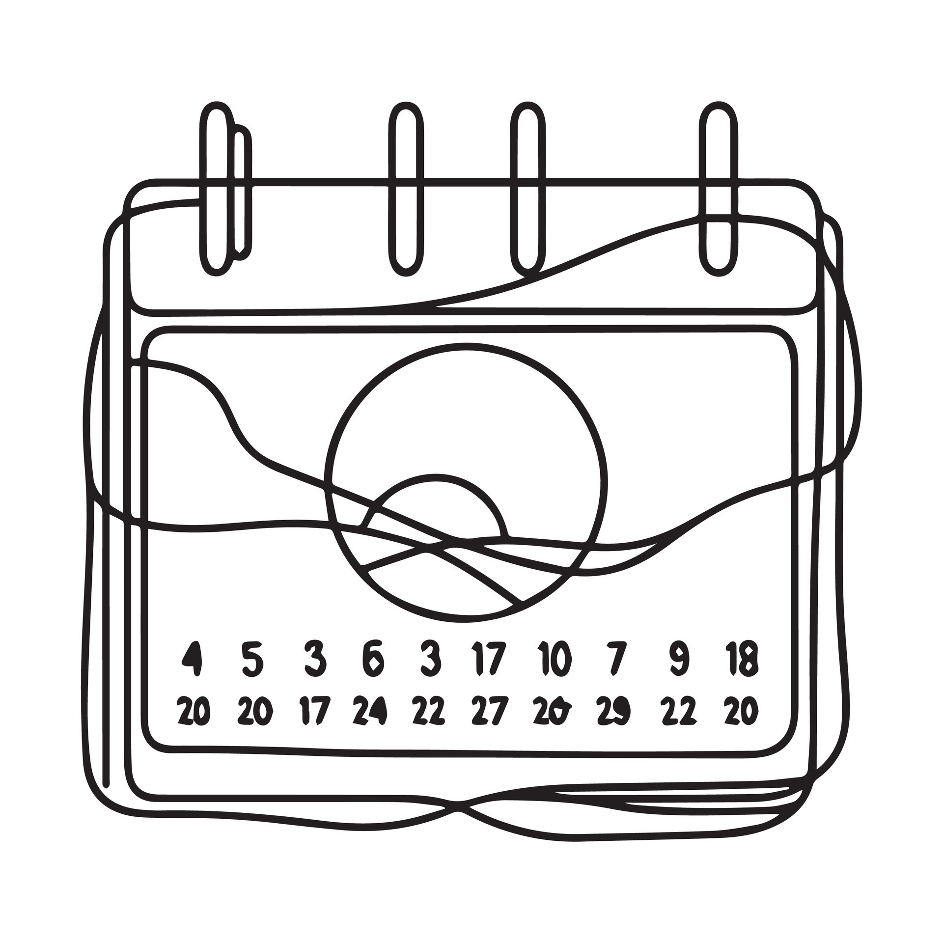 Paper Calendar In Continuous Line Art Drawing Style Abstract Date On paper-calendar-in-continuous-line-art-drawing-style-abstract-date-on