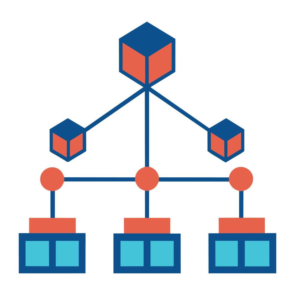 Decentralized block flat illustration on white background. vector