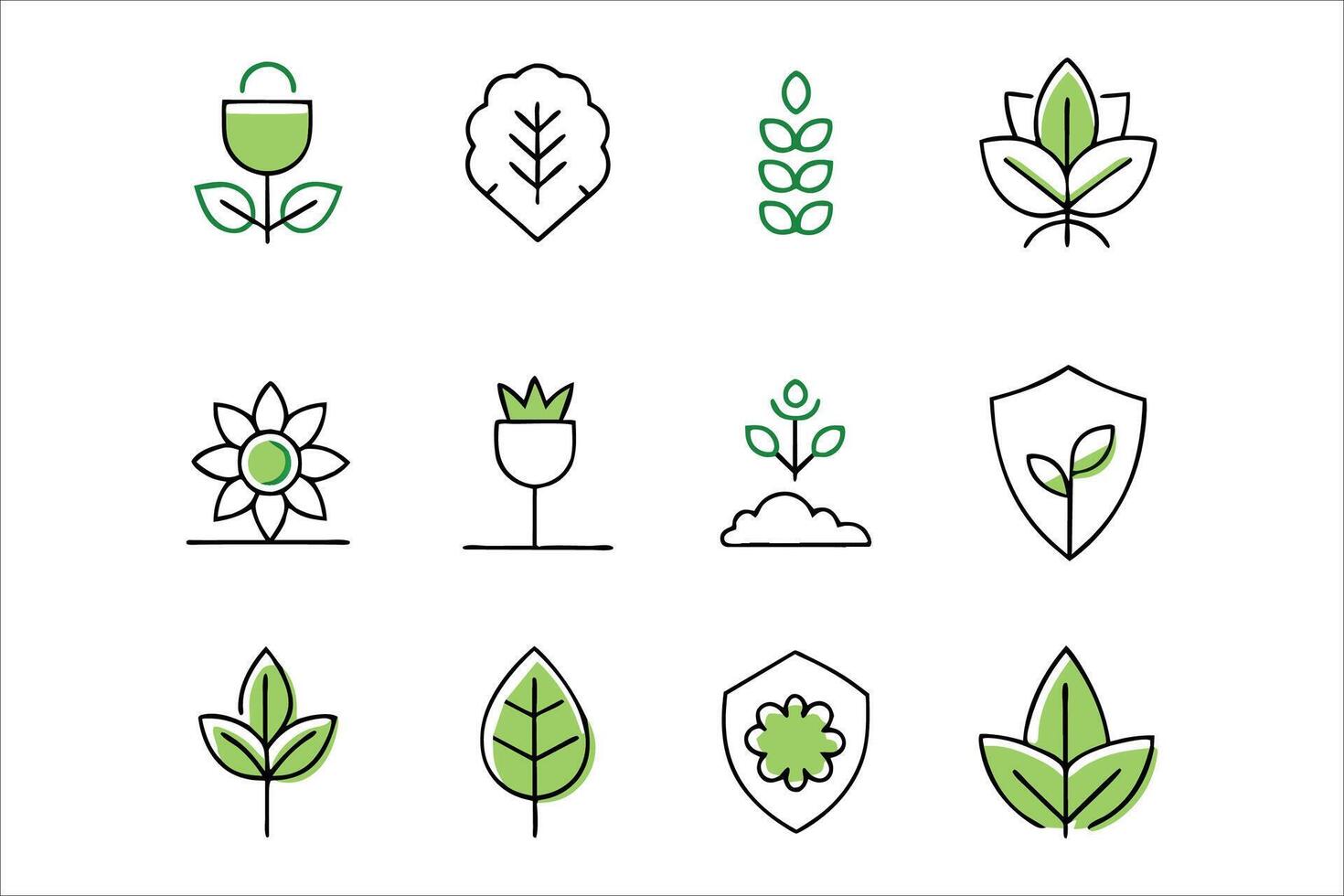 Plant protection editable stroke outline icon set illustration on white background. vector