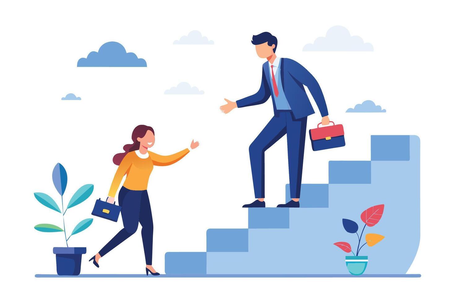 Business memtor help to improve career and holdin flat illustration on white background vector