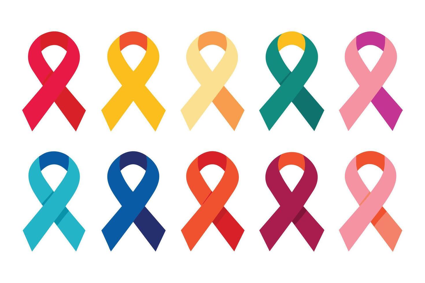 Awareness ribbon editable stroke outline icon set illustration on white background vector