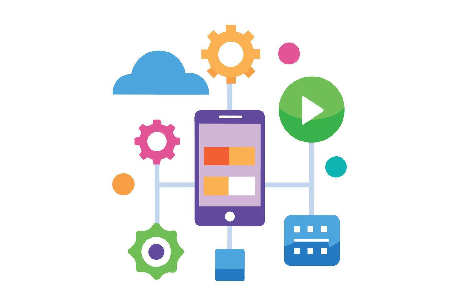 App development flat illustration on white background. vector